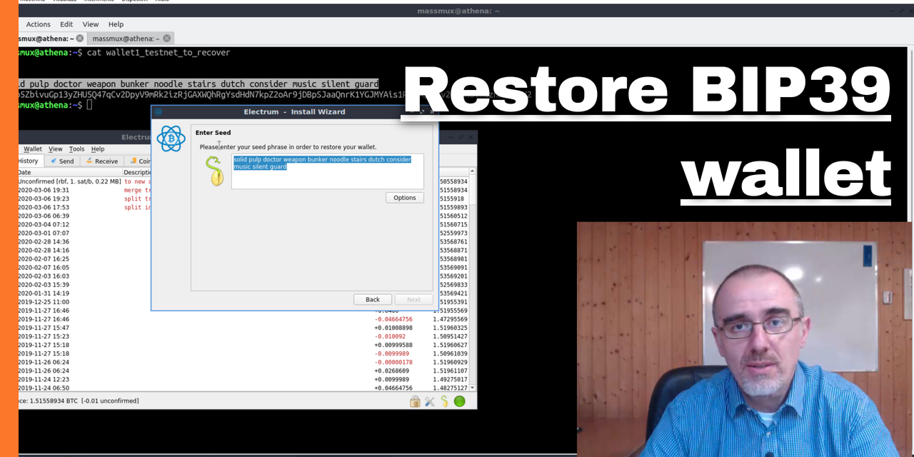 Bitcoin: ripristino di un wallet con le mnemonic words bip39
