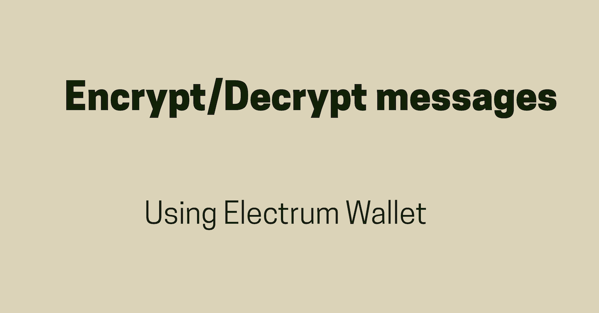 General encryption tests on Electrum